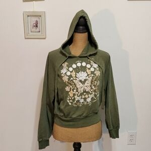 Butterfly forest green hoodie size medium by self-esteem